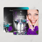 Fabulous 30 Blauwgroen Paarse Rozen op zaterdag Fo Kaart (Voorkant / Achterkant)