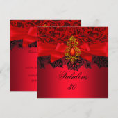 Fabulous 30 Elegant Red Black Jewel Party SQ Kaart (Voorkant / Achterkant)