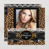 Fabulous 30 Gold Black Leopard Birthday Party Kaart (Voorkant / Achterkant)