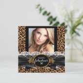 Fabulous 30 Gold Black Leopard Birthday Party Kaart (Staand voorkant)