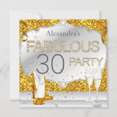Fabulous 30 Gold Glitter Glamour Birthday Party Kaart (Voorkant)
