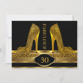 Fabulous 30 Leopard Gold Cheetah High Heels Party Kaart (Voorkant)