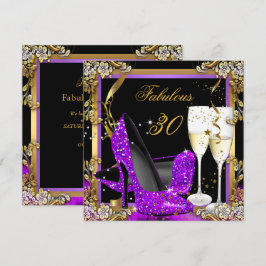 Fabulous 30 Paarse Gold Black Birthday Party Kaart