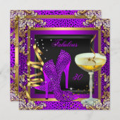 Fabulous 30 Paarse Pink Leopard Birthday Kaart (Voorkant / Achterkant)