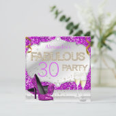Fabulous 30 Pink Glitter Glamour Birthday Party Kaart (Staand voorkant)