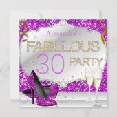 Fabulous 30 Pink Glitter Glamour Birthday Party Kaart (Voorkant)