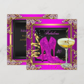 Fabulous 30 Pink Gold Birthday Party Kaart (Voorkant / Achterkant)