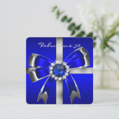 Fabulous 30 Royal Blue Pearl Silver Birthday Party Kaart (Staand voorkant)