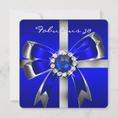 Fabulous 30 Royal Blue Pearl Silver Birthday Party Kaart (Voorkant)