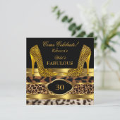 Fabulous 30 Wild Leopard Gold Cheetah High Heels 2 Kaart (Staand voorkant)