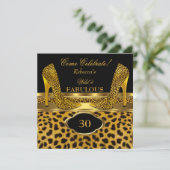 Fabulous 30 Wild Leopard Gold Cheetah High Heels Kaart (Staand voorkant)