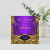 Fabulous 30 Wild Leopard Paarse Cheetah Heels Kaart (Staand voorkant)