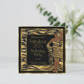 Fabulous 30's Birthday Party Black Gold Deco Lady Kaart (Staand voorkant)