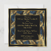 Fabulous 30's Birthday Party Gold Blue Palms Lady Kaart (Achterkant)