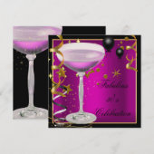 Fabulous 30th Pink Gold Black Birthday Party Kaart (Voorkant / Achterkant)