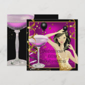 Fabulous 30th Pink Gold Black Birthday Party Kaart (Voorkant / Achterkant)
