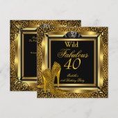 Fabulous 40 40th Birthday Party Gold Wild Leopard Kaart (Voorkant / Achterkant)