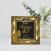 Fabulous 40 40th Birthday Party Gold Wild Leopard Kaart (Staand voorkant)