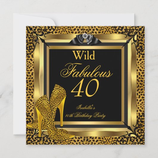 Fabulous 40 40th Birthday Party Gold Wild Leopard Kaart (Voorkant)