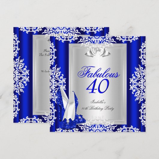 Fabulous 40 40th Birthday Party Royal Blue Shoes Kaart (Voorkant / Achterkant)
