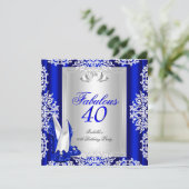 Fabulous 40 40th Birthday Party Royal Blue Shoes Kaart (Staand voorkant)