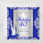 Fabulous 40 40th Birthday Party Royal Blue Shoes Kaart (Voorkant)
