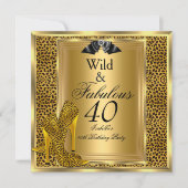 Fabulous 40 Birthday Party Gold Wild Leopard Shoes Kaart (Voorkant)