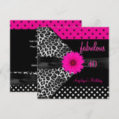 fabulous 40 Birthday Zebra Spot Polka Dot Kaart (Voorkant / Achterkant)