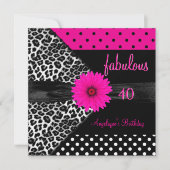 fabulous 40 Birthday Zebra Spot Polka Dot Kaart (Voorkant)