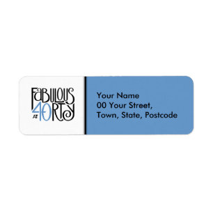 Fabulous 40 Black blue Return Address Label