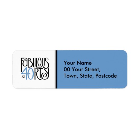 Fabulous 40 Black blue Return Address Label (Voorkant)