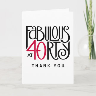 Fabulous 40 black red Thank You Card Bedankkaart
