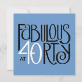 Fabulous 40 black white blue Birthday Invitation Kaart (Achterkant)
