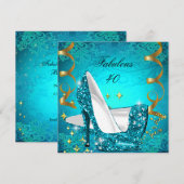 Fabulous 40 Blauwgroen Gold Heels, zaterdag 2 Kaart (Voorkant / Achterkant)