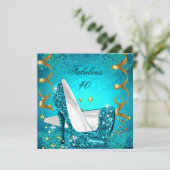 Fabulous 40 Blauwgroen Gold Heels, zaterdag 2 Kaart (Staand voorkant)