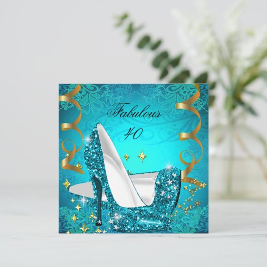 Fabulous 40 Blauwgroen Gold Heels, zaterdag 2 Kaart (Staand voorkant)