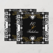 Fabulous 40 Damask Gold Black White Silver 40th Kaart (Voorkant / Achterkant)