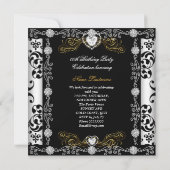 Fabulous 40 Damask Gold Black White Silver 40th Kaart (Achterkant)