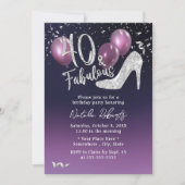 Fabulous 40 Deep Paars Girl 40th Birthday Kaart (Voorkant)