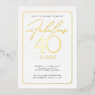 Fabulous 40 Elegant 40th Birthday Folie Invitation Folie Uitnodiging