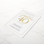 Fabulous 40 Elegant 40th Birthday Folie Invitation Folie Uitnodiging (Gedraaid)