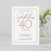 Fabulous 40 Elegant 40th Birthday Folie Invitation Folie Uitnodiging (Staand Voorkant)