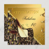 Fabulous 40 Exotic Gold Brown Heels Birthday Kaart (Voorkant / Achterkant)