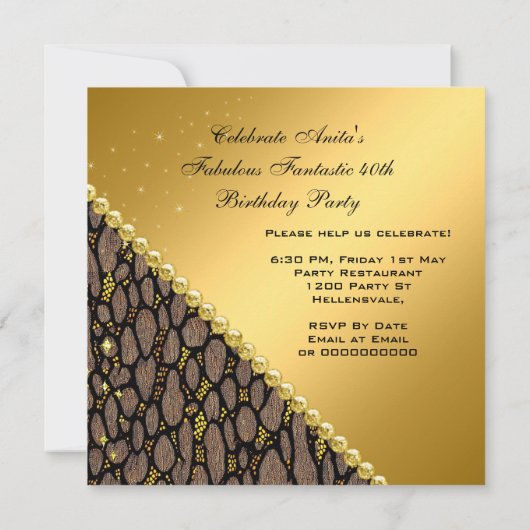 Fabulous 40 Exotic Gold Brown Heels Birthday Kaart (Achterkant)