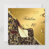 Fabulous 40 Exotic Gold Brown Heels Birthday Kaart (Voorkant)