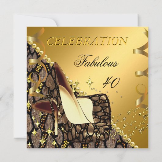 Fabulous 40 Exotic Gold Brown Heels Birthday Kaart (Voorkant)