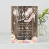 Fabulous 40  Floral Modern 40th Birthday Kaart (Staand voorkant)