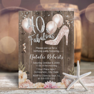 Fabulous 40  Floral Modern 40th Birthday Kaart