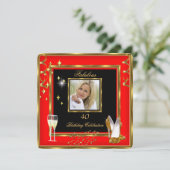 Fabulous 40 Foto Red Gold Champagne Heels Kaart (Staand voorkant)