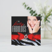 Fabulous 40 Foto Red Zebra Black White, zaterdag Kaart (Staand voorkant)